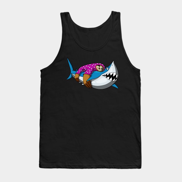 Lazy Sloth Riding Shark Tank Top by underheaven